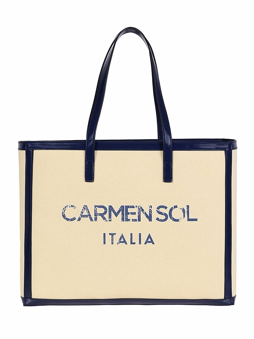 Carmen Sol Italia Canvas Tote in Cream & Navy